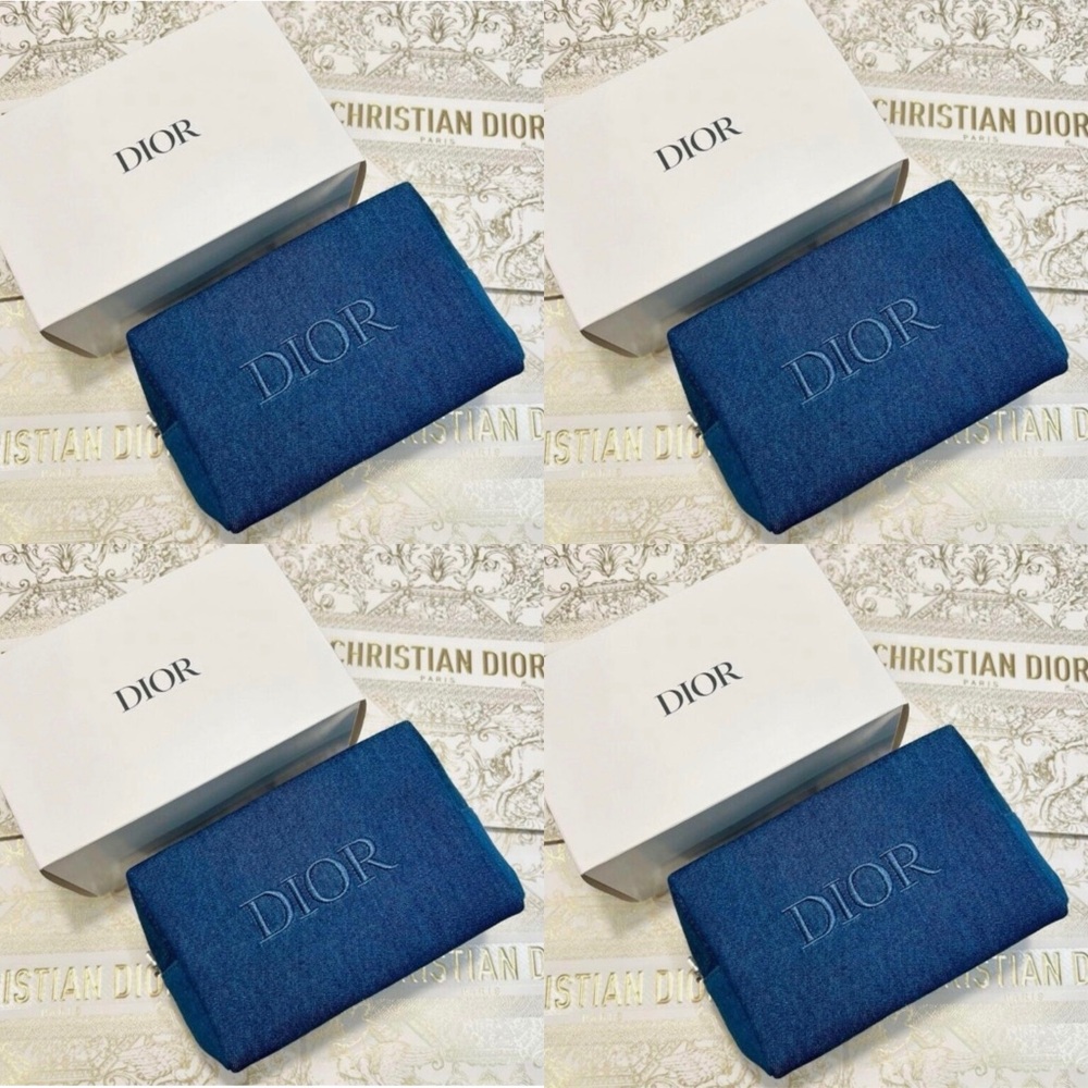 4 x DIOR beauty denim cosmetic pouch bag Limited Edition 2024